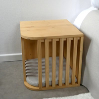 Modern houten kattenhuis bed meubels binnenhuisdierenverblijf met knusse kussen op maat gemaakt voor katten en kleine honden