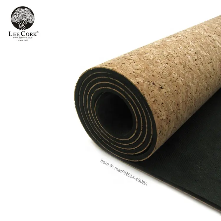 LEECORK matPREM4005B tapis de Yoga Pilates écologique en caoutchouc naturel, tapis de Yoga en liège de 4.0mm d'épaisseur