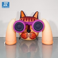 Modèle de chat gonflable tenant un télescope mascotte de chat dessin animé publicité personnalisée gonflable