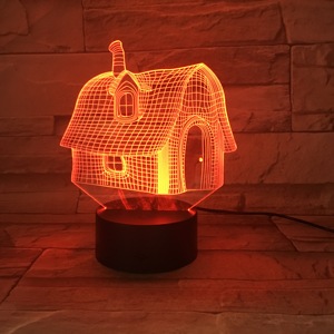 Château Style Laser Graver LED Veilleuse 3D Illusion Lampe ABS Noir Couleurs Led Base Avec 3AA Batterie Cas Pour La Maison - Product Image 2