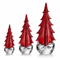 Luxuriöses Glas-Weihnachtsbaum-Ornament-Set Kristall-Feiertagsbaum-Figuren-Dekoration mit Standfuß in 8/12/16 Zoll Größen für Zuhause und Tisch