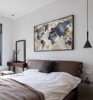 Póster de pintura en lienzo con mapa del mundo nórdico Vintage, imágenes artísticas Wal para sala de estar, decoración moderna, arte personalizado, logotipo impreso