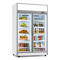 Réfrigérateur de boissons pour merchandising, 5 niveaux, vitrine lumineuse LED, R290 écologique, OEM/ODM personnalisé, refroidissement par air, contrôle numérique