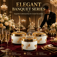 Chauffe-Plat Buffet 8L 10L en Acier Inoxydable 201 Épaissi Blanc Doré avec Couvercle Visible Suspendu pour Hôtels et Banquets de Mariage