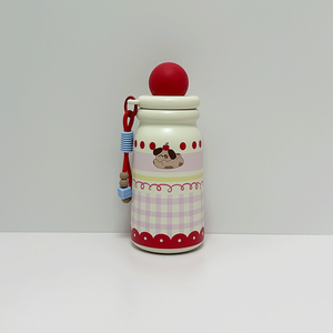 17oz 500ml Cute apple shape kids water bottle stainless steel with <b>tea</b> <b>infuser</b> with strawback to school stainless steel water bo - Product Image 5