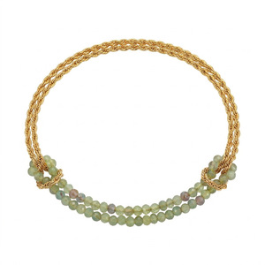 18k Gold Plated Stainless Steel Natural Stone Beaded <b>Bracelet</b> Twisted Chain Adjustable Jewelry for Women - Product Image 6