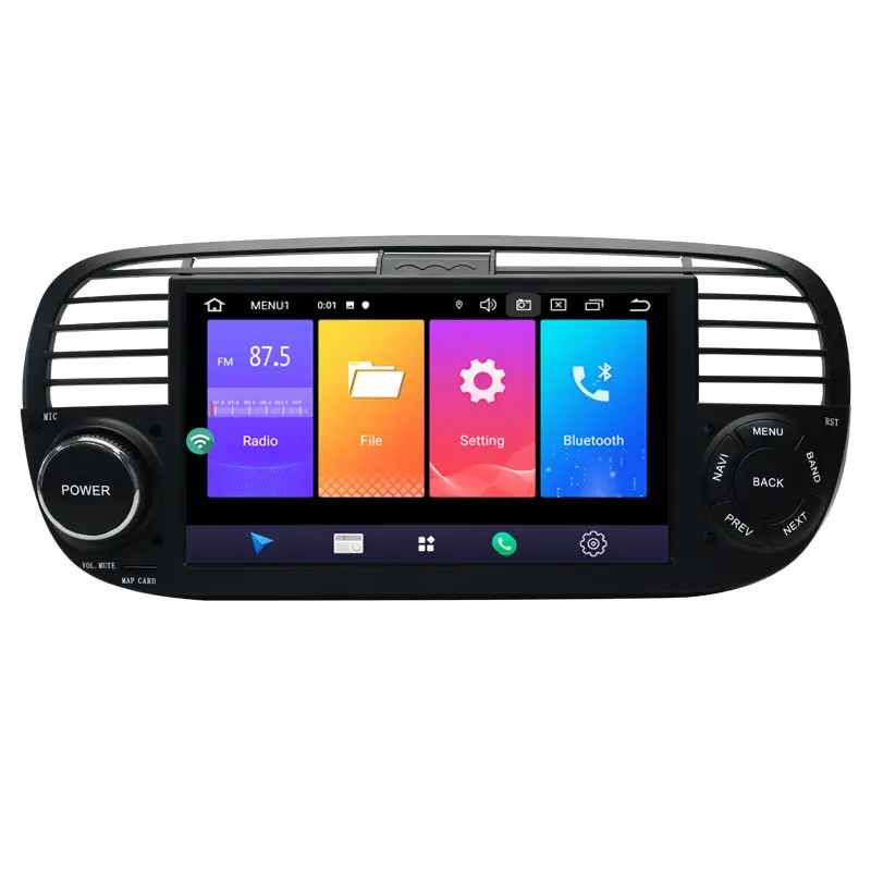 1 Din Android11カーラジオGPSFOR FIAT500ナビゲーションステアリングホイールコントロールステレオビデオオートラジオマルチメディアプレーヤーDVDなし