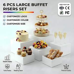 6PCS Pack Wedding Decoration Party Acrylic Dessert <strong>Table</strong> Cube Catering Buffet Acrylic <strong>Risers</strong> for Food Display Acrylic <strong>Risers</strong> Set - Product Image 1