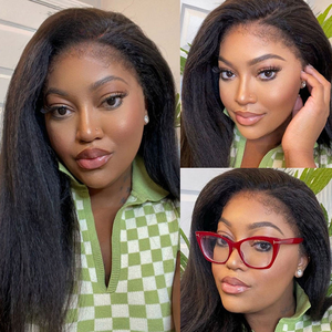 याकी सीधी विग 360 फीता ललाट पुरुष बालों को किंकी सीधे पूर्ण फीता विग वर्जिन ब्राजीलियन मानव बाल - Product Image 5