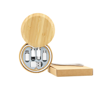 Kit de câbles de charge tout-en-un OEM populaire en gros, cadeau d'affaires élégant, en bambou, 6-en-1, 60W, charge rapide et transfert de données