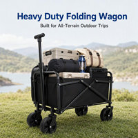 Chariot pliant professionnel d'extérieur de 5 pouces, en tissu Oxford 600D imperméable, chariot de camping avec poignée réglable, chariot utilitaire