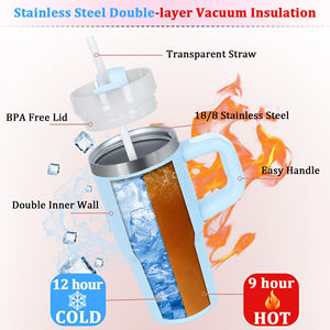 Gobelet de voyage isotherme personnalisé en acier inoxydable de 14 oz avec poignée, isolation thermique de 6 à 12 heures, design portable, idéal pour la rentrée scolaire - Product Image 3