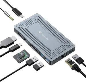 USB-C ऑरिको यूएसबी सी हब के साथ एनवीम एसएसडी एनक्लोजर, योटामस्टर 10 जीबीपीएस डॉकिंग स्टेशन (10-इन-1) एनवीम स्लॉट (8TB तक)