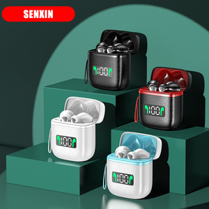새로운 TWS 이어폰 S20 BT5.0 가죽 패턴 LED 디지털 스테레오 이어버드 무선 헤드폰 이어버드 - Product Image 4