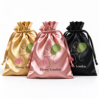 Sac en soie personnalisé avec logo, sac en satin à cordon, sac anti-poussière réutilisable pour perruques, extensions de cheveux et emballage de bijoux
