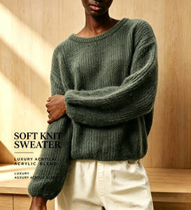 Maglione <span class=keywords><strong>Oversize</strong></span> da <span class=keywords><strong>Donna</strong></span> in Mohair Soffice, Collo Tondo, Maniche a Pipistrello, Pullover Ampio Personalizzato OEM per l'Inverno Casual - Product Image 1