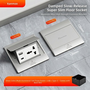 <span class=keywords><strong>Prise</strong></span> de <span class=keywords><strong>sol</strong></span> universelle encastrée ultra-mince en alliage d'aluminium à trois trous, type 120, avec amortissement, étanche et escamotable - Product Image 3