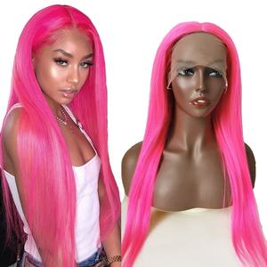 Xuchang Longguan Cheveux Humains Rose Néon Droite Vietnamien Cheveux Bruts 13x4 Lace Front Perruques Pour Les Femmes Noires - Product Image 1