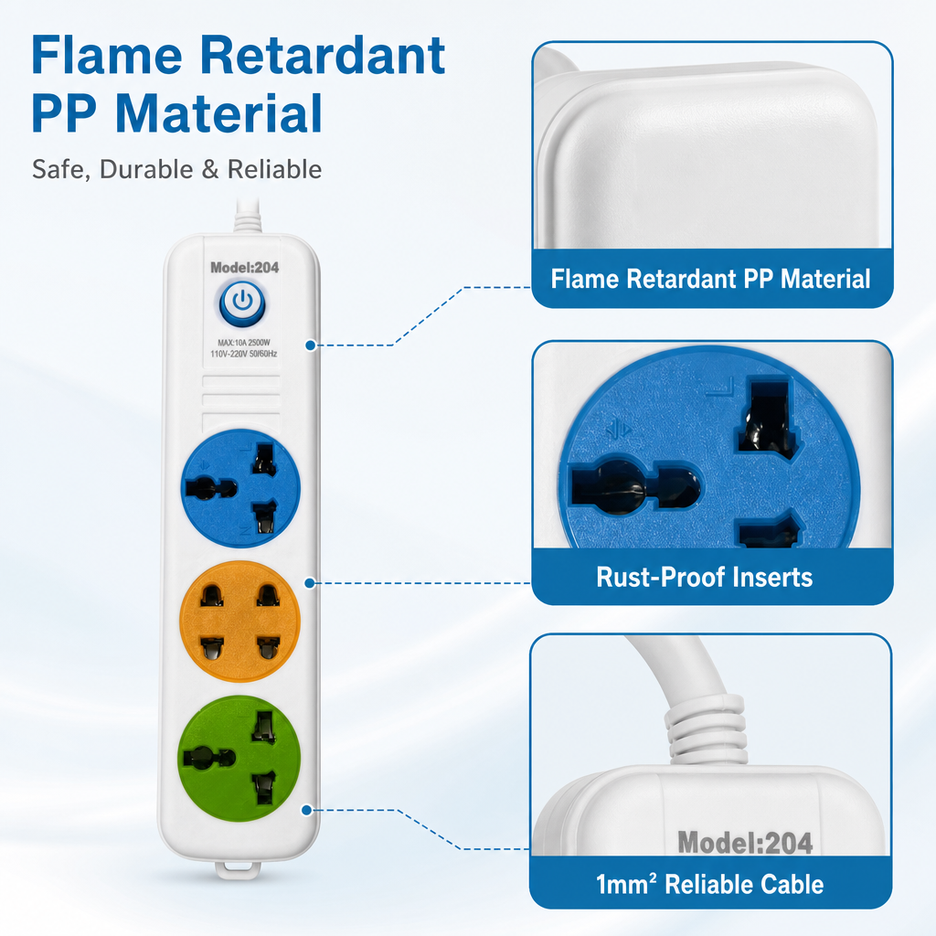 OEM Wholesale Universal Plug Socket 4 Gang AC Main Switch Hotel Bedroom Desktop Kitchen Portable Multi Outlet Extension Board · image 3