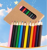 Ensemble de crayons de dessin colorés miniatures, 12 couleurs, crayons d'art pour enfants, crayons en bois, boîte en papier kraft, cadeau scolaire