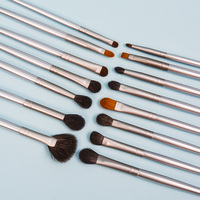 Dongmei Hochwertiges 15-teiliges Make-up-Pinsel-Set mit Eigenem Logo, Holzgriff und Synthetischen & Naturhaaren für Lidschatten, Concealer & Rouge