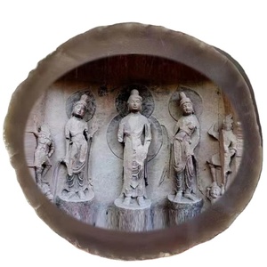 Posavasos con borde dorado para decoración del hogar, posavasos de pintura de piedra de Buda, taza de bebida - Product Image 1