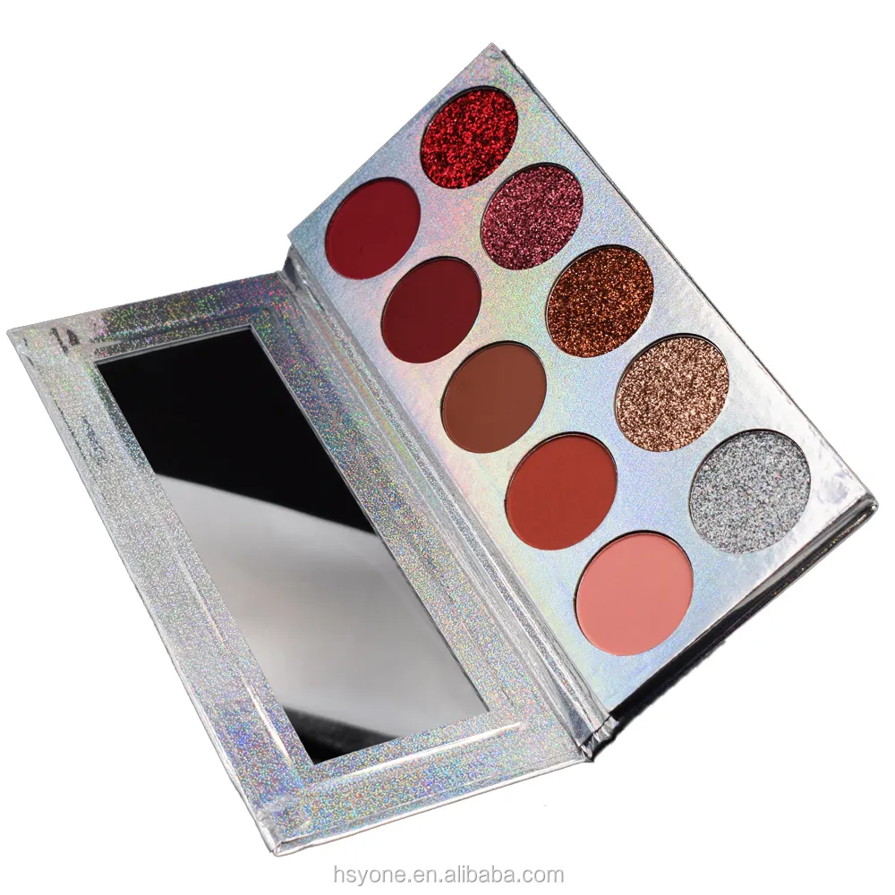 Snelle Verzending Prive Logo Hoge Kwaliteit Glitter Makeup Eyeshadow Palette Label Parel Glanzend 10 Kleuren Oogschaduw
