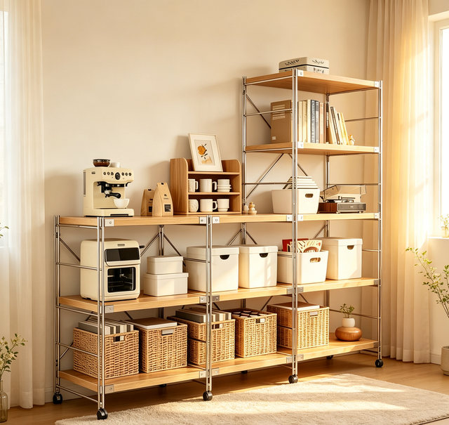 Easy Assembly Vinyl Stand Record Storage CD Display Stand with Steel Shelves Eco-Friendly Living Room Furniture