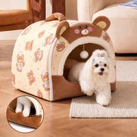 Villa pour chat d'intérieur, lit pour chat, maisonnette pour chat, lit en peluche fermé, nid douillet pour chaton, abri mignon pour chat pour la maison, le salon, la chambre à coucher