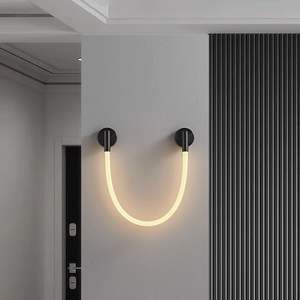 Lampe murale d'art simple nordique minimaliste moderne pour salon et chambre à coucher, lampe de chevet en silicone de luxe avec note de musique - Product Image 3