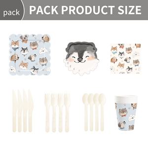 Décorations de fête d'anniversaire pour chien DAMAI, ensemble de vaisselle pour chiot, assiettes, gobelets, serviettes, thème chien pour les fêtes sur le thème des pattes, pour 8 personnes - Product Image 4