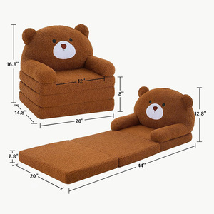 Canapé pour enfants en forme d'<span class=keywords><strong>ours</strong></span> brun JINS, pliable, en peluche, <span class=keywords><strong>fauteuil</strong></span> pour tout-petits, animal de dessin animé, canapé simple pour bébé - Product Image 2