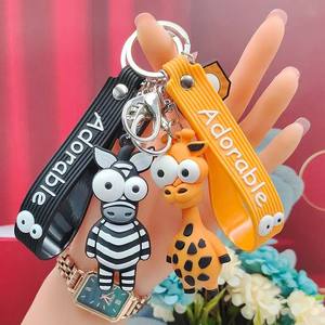 Boneka tiup mata kartun, liontin tas binatang mata besar kreatif liontin gantungan kunci monyet Zebra - Product Image 2