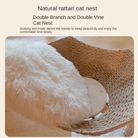 Arbre à chat en bois naturel en gros avec paniers en rotin |   Tour à chat multi-niveaux faite à la main pour les chats grands et multiples