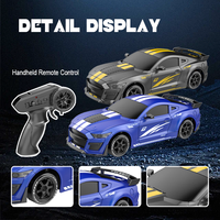 Coche de Carreras a Control Remoto Blue Mustang 4WD RC Drift 1:24, 2.4GHz, Alta Velocidad, con Cargador, Cable USB, Listo para Usar en Interiores y Exteriores