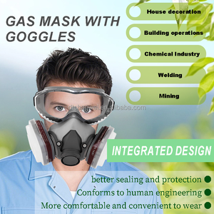 Demi-<span class=keywords><strong>masque</strong></span> à gaz noir réutilisable certifié CE, matériau en silicone <span class=keywords><strong>respiratoire</strong></span> de <span class=keywords><strong>protection</strong></span> personnelle pour respirateurs et masques - Product Image 4