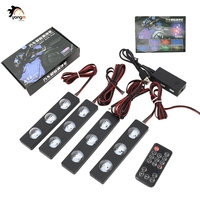 Kit d'éclairage intérieur de voiture 4 en 1, lampe RGB pour les pieds sous le tableau de bord, avec télécommande, éclairage ambiant intérieur de voiture