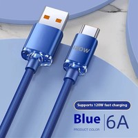 120W Type C PD Câble de données de charge rapide Nylon tressé 1m 2m 6A USB a vers USB C Câble de charge rapide Matériau TPE pour téléphone portable