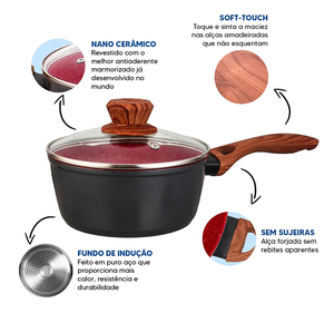 Juego de Ollas y Sartenes de Cerámica Moderna con Revestimiento de Mármol, 6 Piezas, Tapas de Vidrio, Asas de Baquelita, Antiadherente, de Aluminio, Compatible con Inducción - Product Image 5