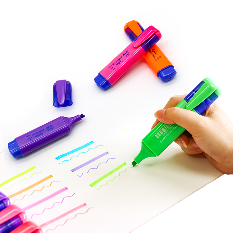 Sipa SH828 Assorted Colors Rectangular Clip Colorful Water-Proof Highlighter Marker Pen for School No Fading Loose Packaging