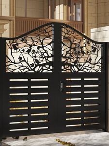 Hiện Đại Hợp kim nhôm Swing vườn cổng cho sân thép không gỉ khắc laser - Product Image 6