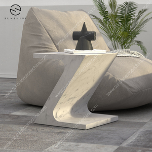 Table d'appoint moderne en marbre en forme de Z pour salon et espaces extérieurs - Product Image 5