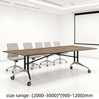 Table de conférence pliable moderne pour bureau, table de réunion mobile à plateau rabattable pour formation, avec roulettes, sans quantité minimale de commande (QMC)