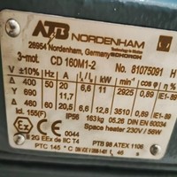 Moteur asynchrone triphasé antidéflagrant authentique ATB CD160M1-2 11kW 3000 tr/min Ex d'IIC T4 IP55 ATEX IECEx à entraînement ignifuge