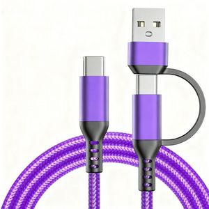 Nylon 2-in-1 <b>USB</b> <b>to</b> Type-C Data <b>Cable</b> for Huawei for Android Fast Charging Data <b>Cable</b> 1m 2m 3m 3ft 6ft 10ft - Product Image 1
