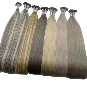 Extensiones de cabello de punta plana virgen rizado humano con puntas K alineadas con cutícula