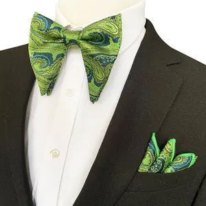 Conjunto de gravata borboleta clássica masculina, conjunto de gravatas e lenços personalizados de bolso para homens, caxemira masculina