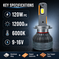 Boîte personnalisée et garantie de 2 ans SFIDA K3 240W 6000K Phare de voiture LED, ampoule LED H4 H7 pour l'éclairage automobile