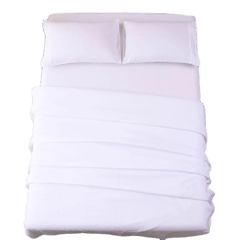 100% Baumwolle glatt gefärbt Bett bezug Bettlaken Kissen bezug 4 Stück Bettwäsche-Set Queen-Size
