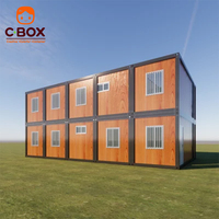 Cbox Maison Modulaire Conteneurisée à 2 Étages Effet Bois Démontable avec Option Mur Rideau en Verre pour Bureau ou Hôtel de Vacances